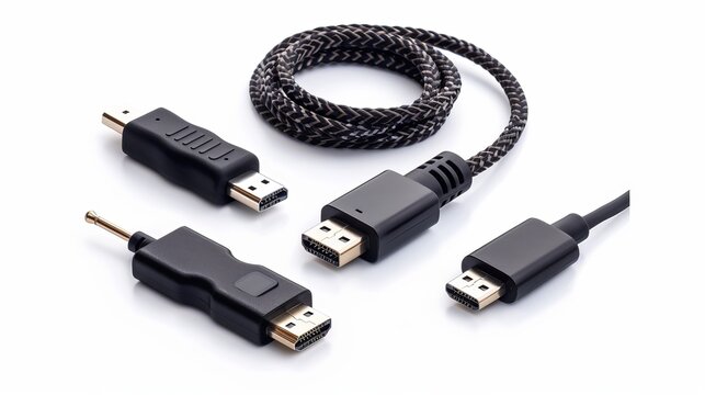 able and USB, Type-C, Micro USB, and Lightning connector isolated on a white background collage