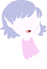 happy flat color style cartoon elf girl