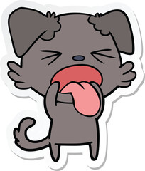 sticker of a cartoon disgusted dog