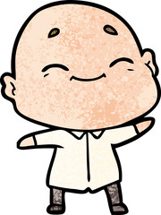 happy cartoon bald man