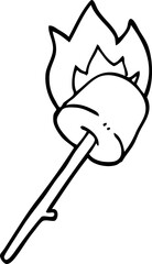 line drawing cartoon marshmallow on stick