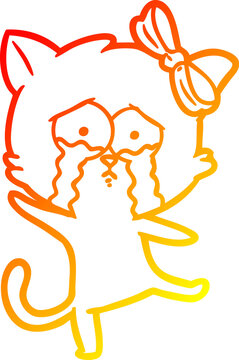 recommend clip art: warm gradient line drawing of a cartoon cat