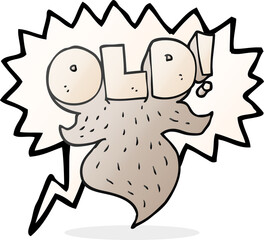 freehand drawn speech bubble cartoon old sign