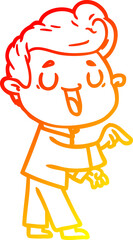 warm gradient line drawing of a happy cartoon man