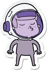 sticker of a cartoon confident astronaut