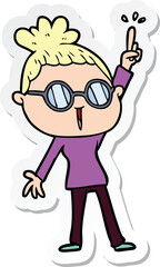 sticker of a cartoon woman wearing spectacles