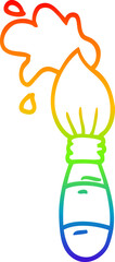rainbow gradient line drawing of a cartoon paint brush