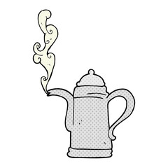 freehand drawn cartoon steaming coffee kettle