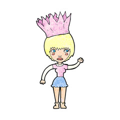 cartoon woman wearing paper crown