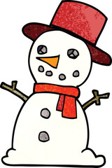 cartoon doodle snowman