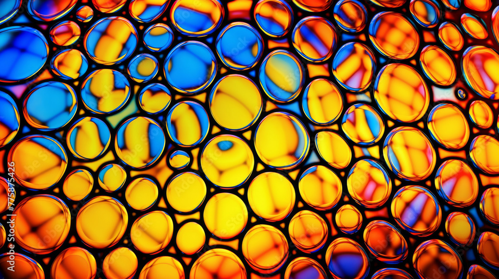 Poster a colorful abstract painting of circles in various sizes and colors