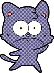 cartoon nervous cat