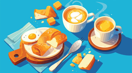 Breakfast with cocoa butter illustration 2d flat ca