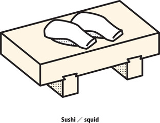 イカのお寿司のイラスト