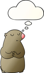 cute cartoon bear with thought bubble in smooth gradient style