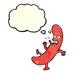 cartoon sausage with thought bubble