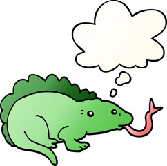 cartoon lizard with thought bubble in smooth gradient style