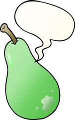 cartoon pear with speech bubble in smooth gradient style