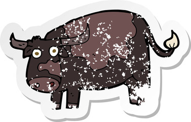 retro distressed sticker of a cartoon cow