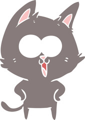 funny flat color style cartoon cat