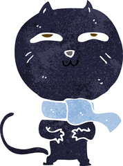 cartoon funny cat wearing scarf