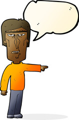 cartoon pointing man with speech bubble