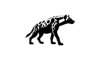 Hyena highly detailed silhouette icon in black and white.