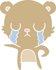 crying flat color style cartoon bear
