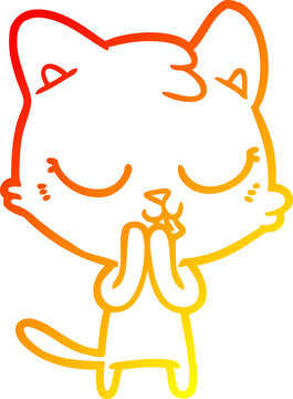 recommend clip art: warm gradient line drawing of a cartoon cat