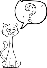 freehand drawn speech bubble cartoon curious cat