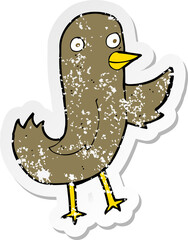 retro distressed sticker of a funny cartoon bird