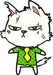 tough cartoon cat in shirt and tie