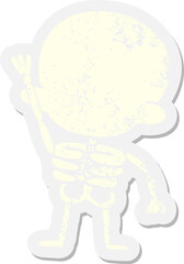 skeleton waving grunge sticker