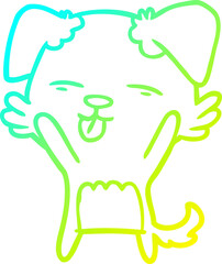 cold gradient line drawing of a cartoon dog sticking out tongue