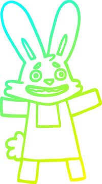 recommend clip art: cold gradient line drawing of a cartoon scared looking rabbit
