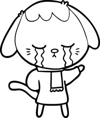 cute puppy crying cartoon