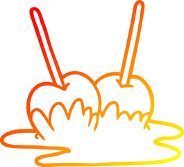 warm gradient line drawing of a toffee apples