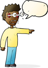 cartoon man with popping out eyes with speech bubble