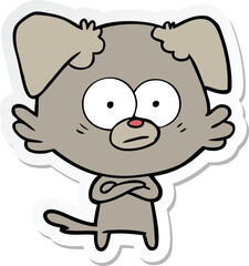 sticker of a nervous dog cartoon