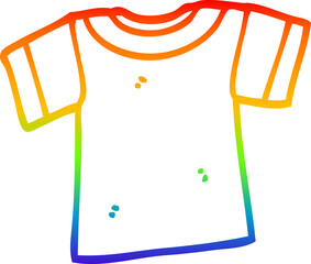 rainbow gradient line drawing of a cartoon tee shirt