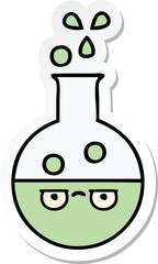 sticker of a cute cartoon test tube