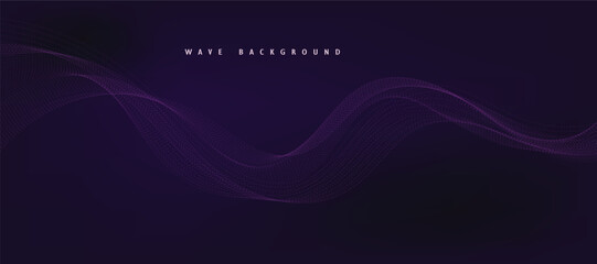 Purple background with flowing wave lines. Futuristic technology concept. Vector illustration
