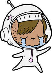 cartoon crying astronaut girl