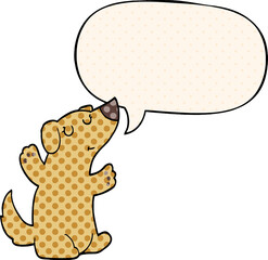 cartoon dog with speech bubble in comic book style