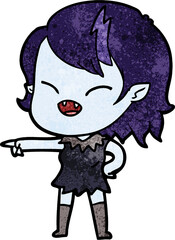 cartoon vampire girl pointing and laughing
