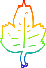 rainbow gradient line drawing of a cartoon leaf