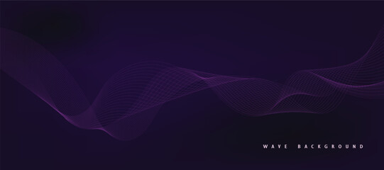 Purple background with flowing wave lines. Futuristic technology concept. Vector illustration
