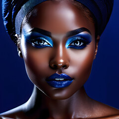 Majestic Black Women Against Indigo background(Generative AI) - obrazy, fototapety, plakaty