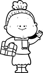 cartoon happy old woman