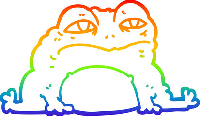 rainbow gradient line drawing of a cartoon toad
